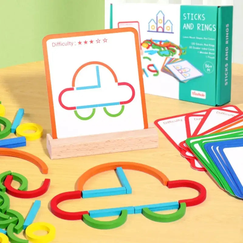 Educational Montessori Sticks and Rings Puzzle Blocks My Store