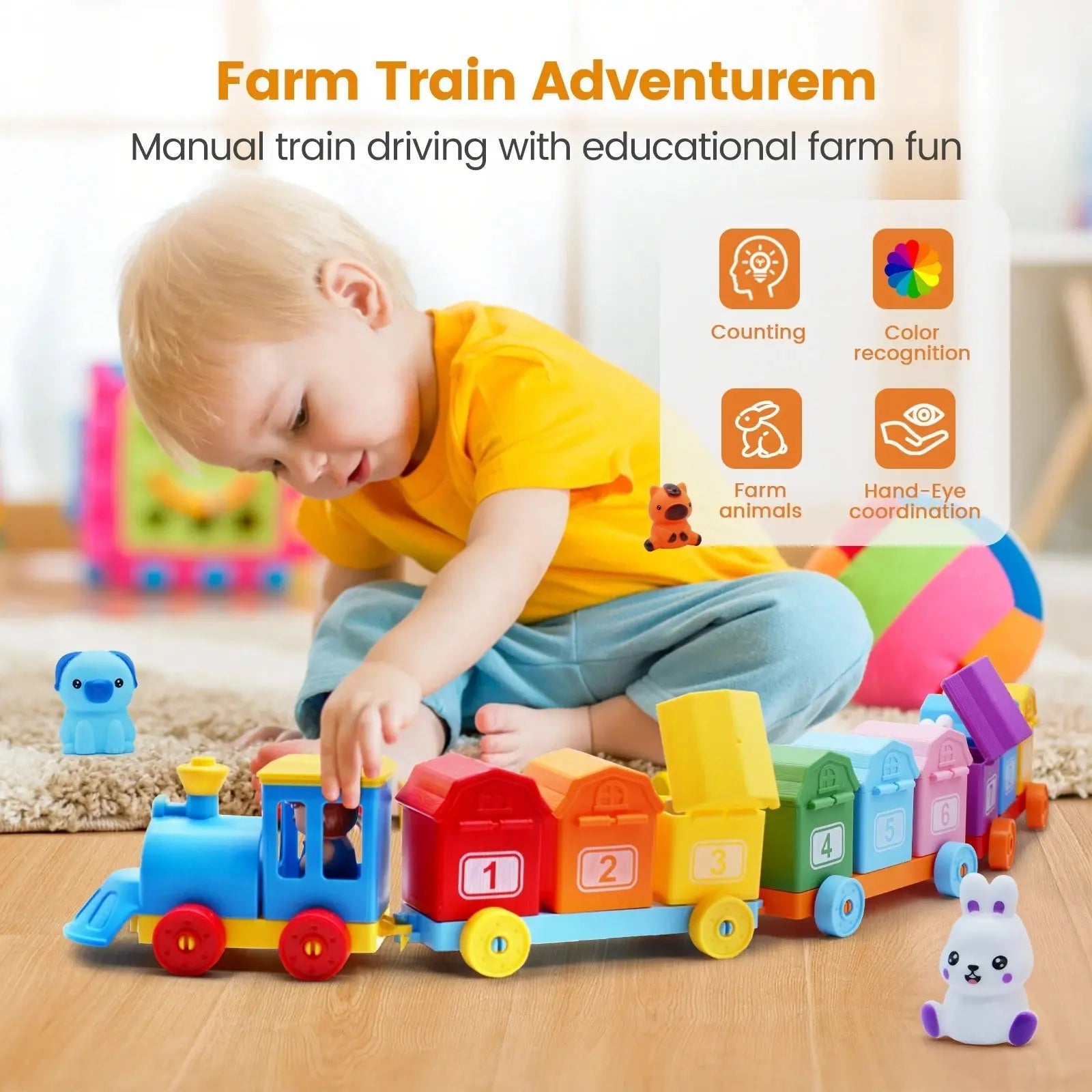 Montessori Farm Learning Train Children's Toy My Store