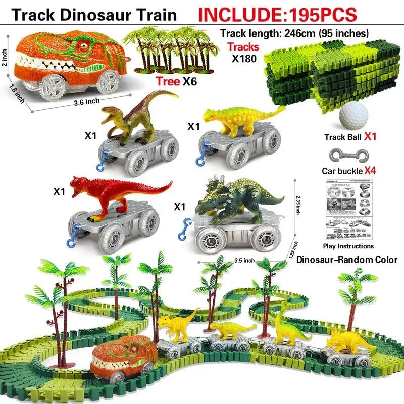 Dinosaur Adventure Track – Flexible Race Track with Illuminated Train My Store