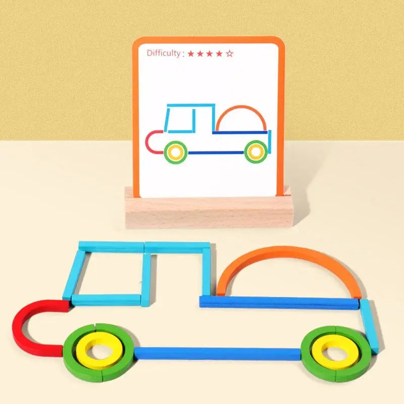 Educational Montessori Sticks and Rings Puzzle Blocks My Store