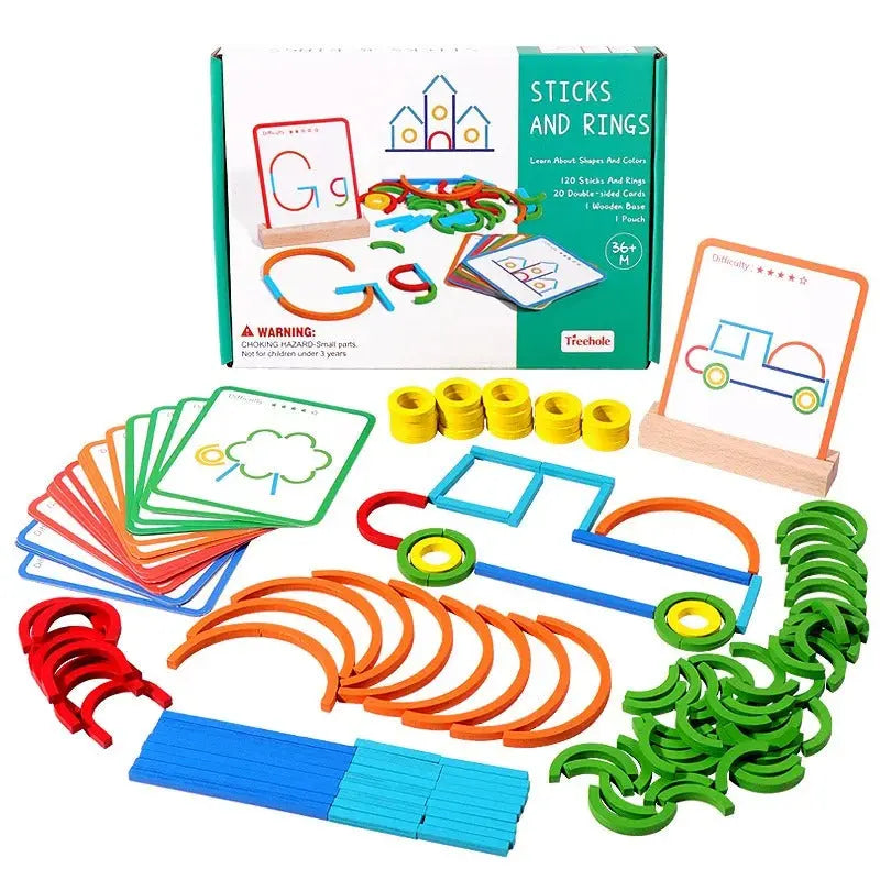 Educational Montessori Sticks and Rings Puzzle Blocks My Store